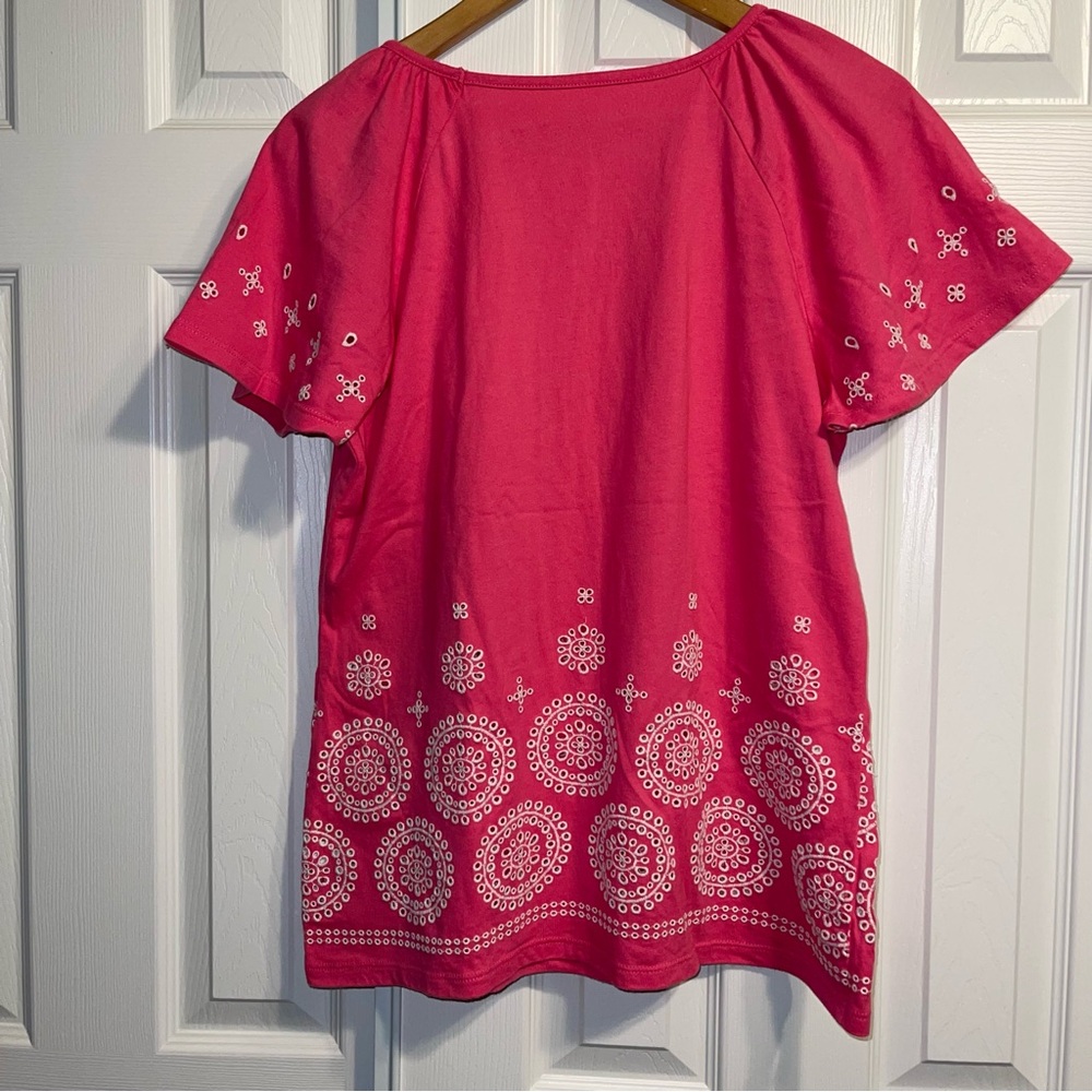 Charter Club Women’s Pink /white Top Size L - Picture 2 of 7